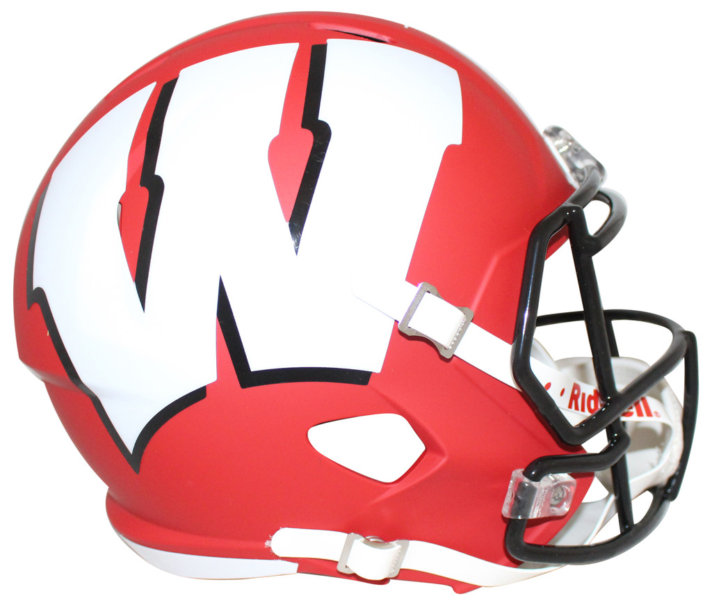 Derek Watt Autographed/Signed Wisconsin Badgers F/S AMP Helmet JSA