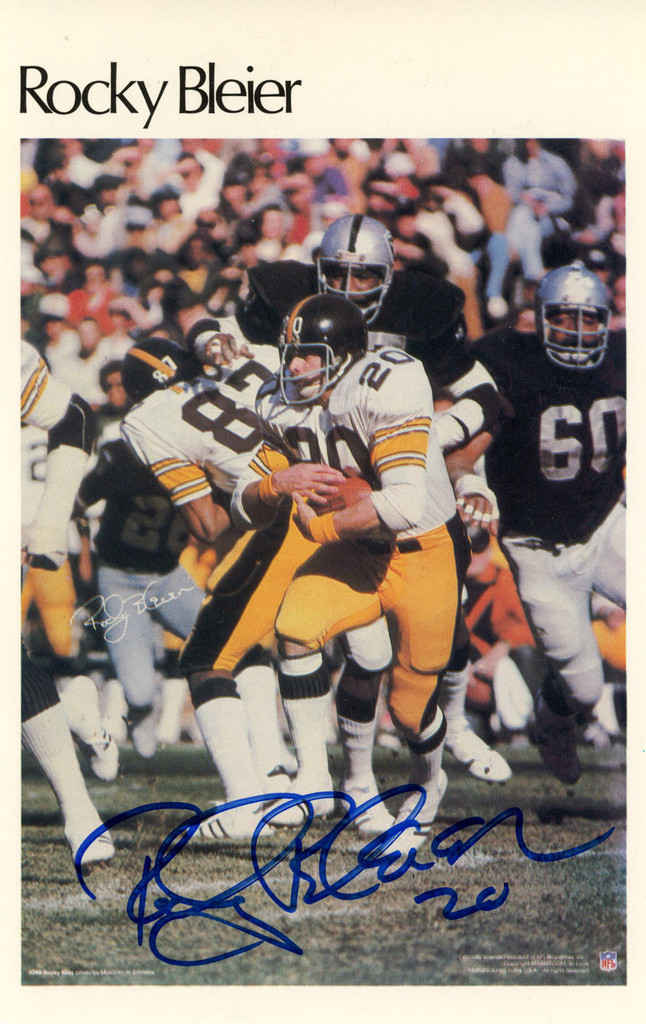 Rocky Bleier Signed Pittsburgh Steelers Mini Poster 3/5 Beckett 46151