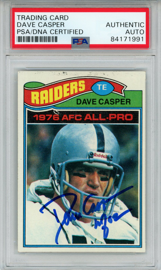 Dave Casper Autographed/Signed 1977 Topps #380 Trading Card PSA Slab