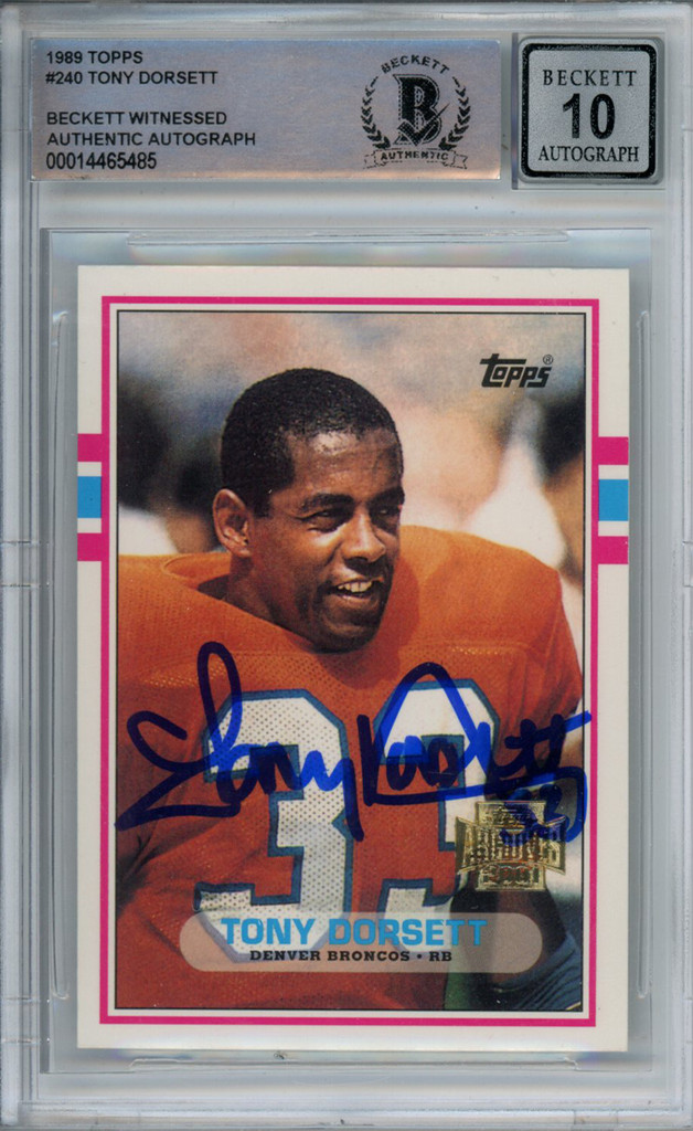 Tony Dorsett Autographed 2001 Topps Archives #240 Trading Card BAS 10 Slab