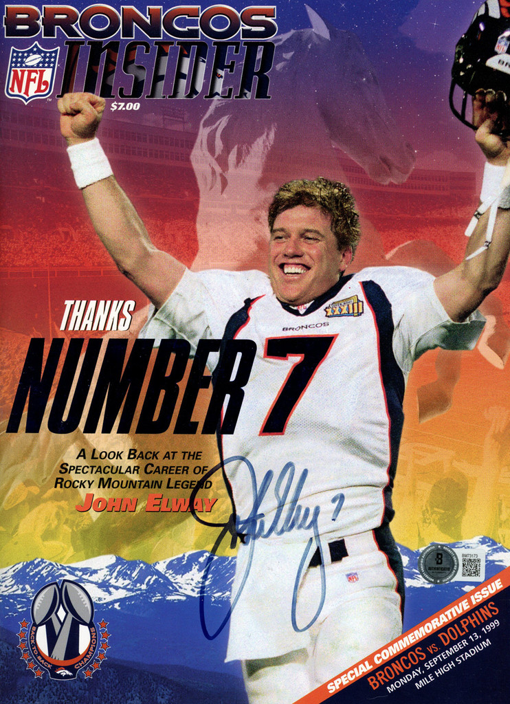 John Elway Signed 9/13/99 Denver Broncos Insider Magazine BAS 45468