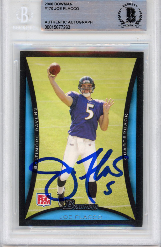 Joe Flacco Autographed  2008 Bowman #170 Beckett Slabbed