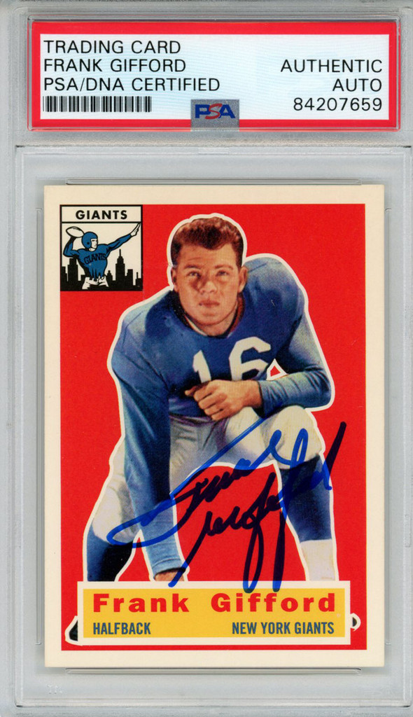 Frank Gifford Signed 1956 Topps #53 Trading Card PSA Slab