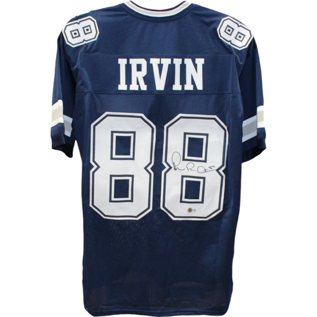 Michael Irvin Autographed/Signed Pro Style Blue XL Jersey Beckett