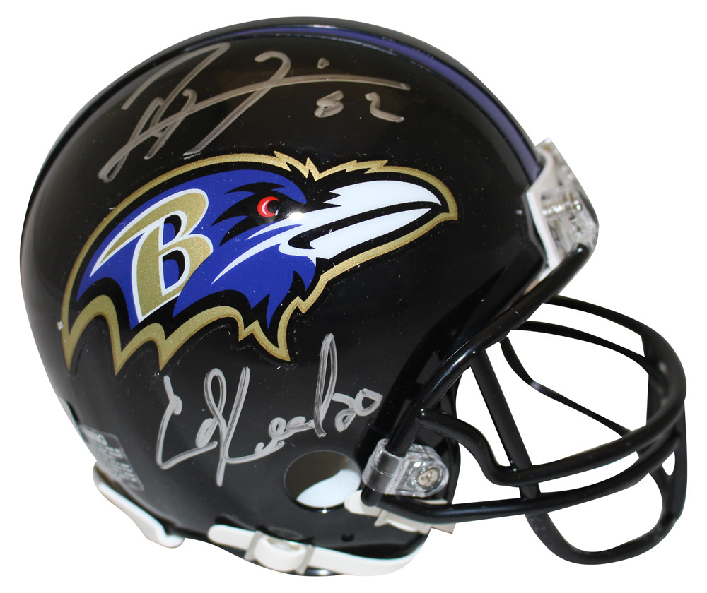 Ray Lewis & Ed Reed Signed Baltimore Ravens VSR4 Mini Helmet Beckett