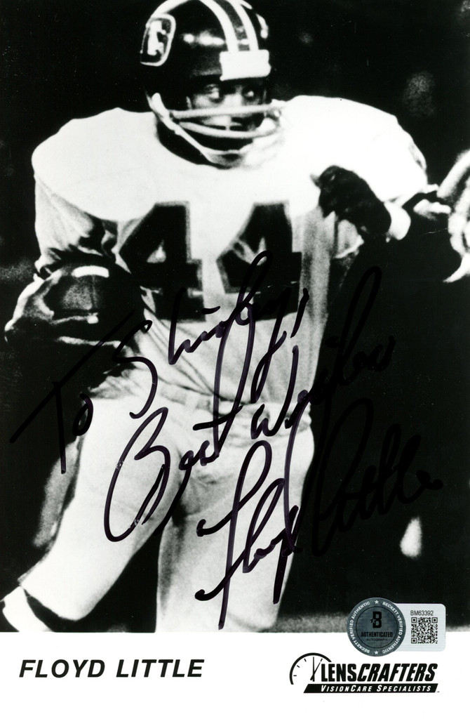 Floyd Little Signed Denver Broncos 5x7 Ad Card To Shirley Beckett 45097