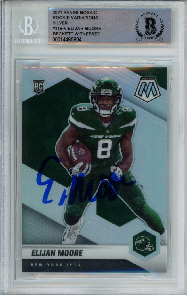 Elijah Moore Signed 2021 Mosaic Rookie Variations #316-V Card BAS Slab