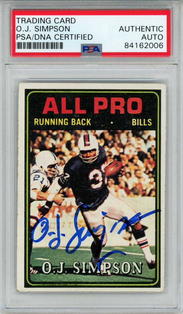 O.J. Simpson Signed 1974 Topps All Pro #130 Trading Card PSA Slab