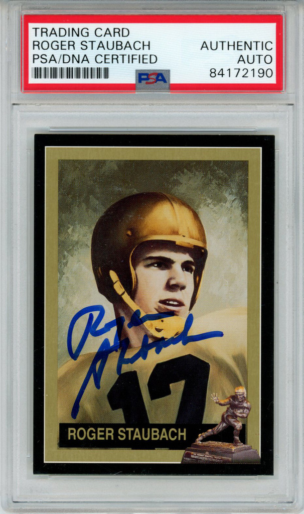 Roger Staubach Signed 1992 Downtown Athletic Club #29 Card PSA Slab