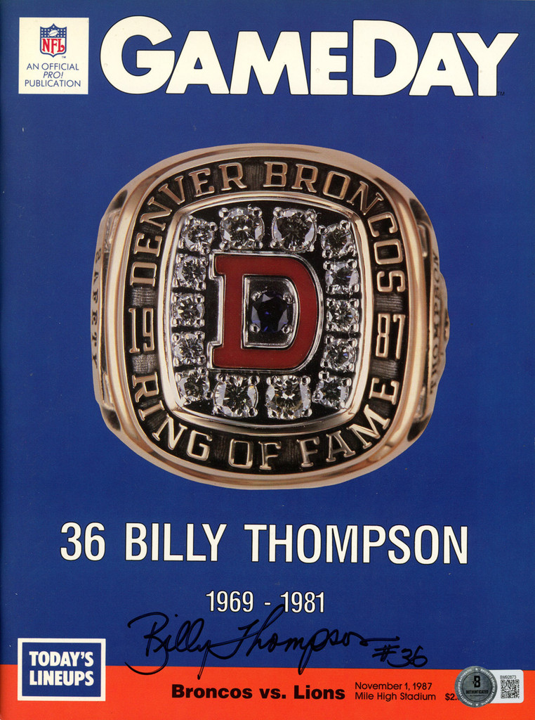 Billy Thompson Signed Broncos 11/1/87 Gameday Magazine Beckett 454593
