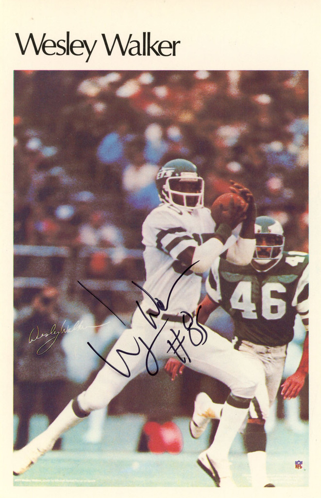Wesley Walker Signed New York Jets Mini Poster 25/50 Beckett 46111