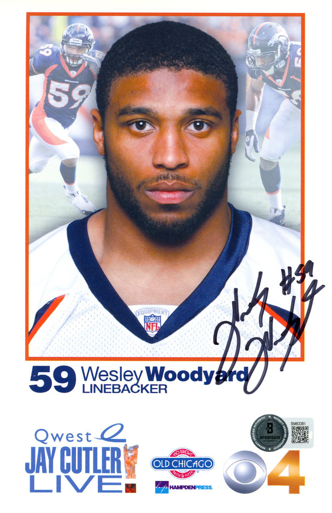 Wesley Woodyard Signed Denver Broncos 8.5x6.5 Quest Ad Card Beckett 45093