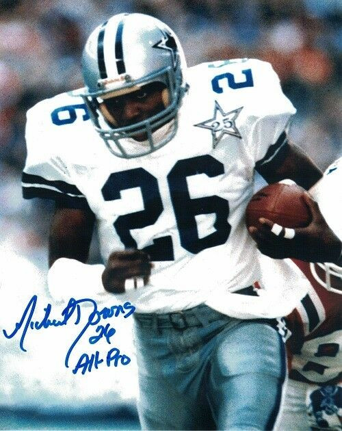 Michael Downs Autographed Dallas Cowboys 8x10 Photo w/Ball