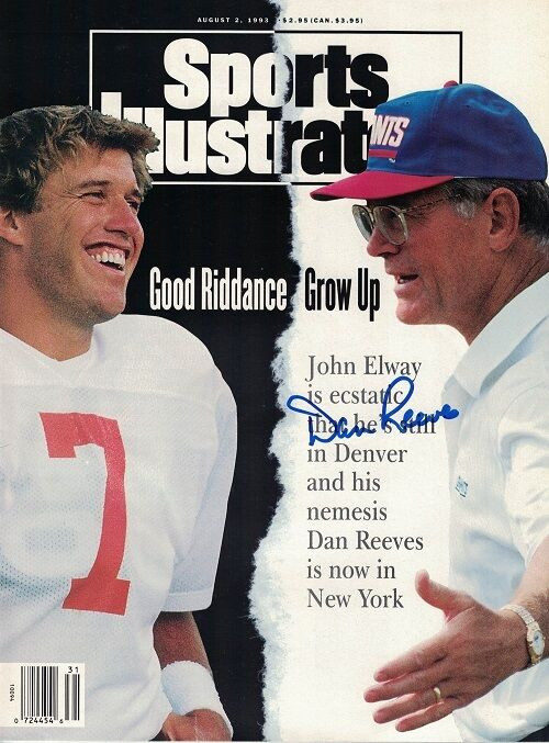 Dan Reeves Autographed New York Giants Sports Illustrated 8/2/1992 w/Elway