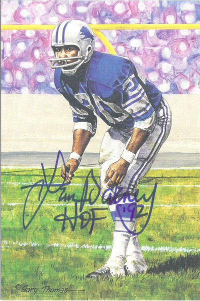 Lem Barney Autographed Detroit Lions Goal Line Art Card