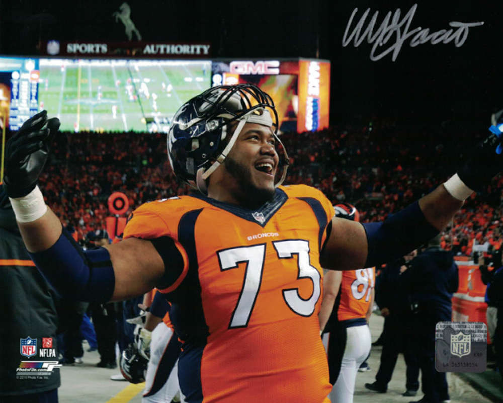 Max Garcia Autographed Denver Broncos 8x10 Photo (Helmet Off)