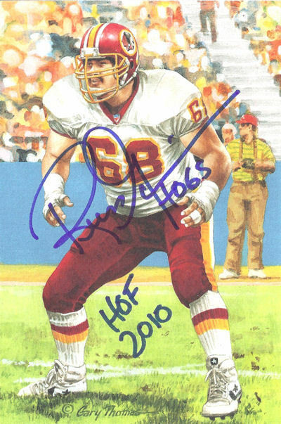 Russ Grimm Autographed Washington Redskins Goal Line Art in Blue w/HOF 2010