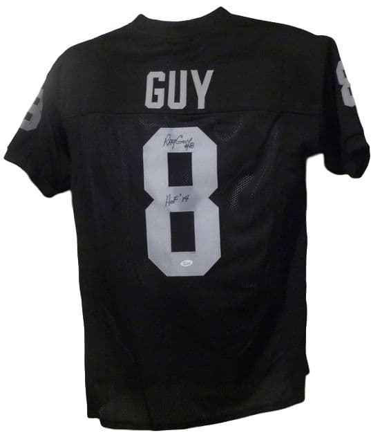 Ray Guy Autographed Oakland Raiders black size XL jersey HOF insc JSA