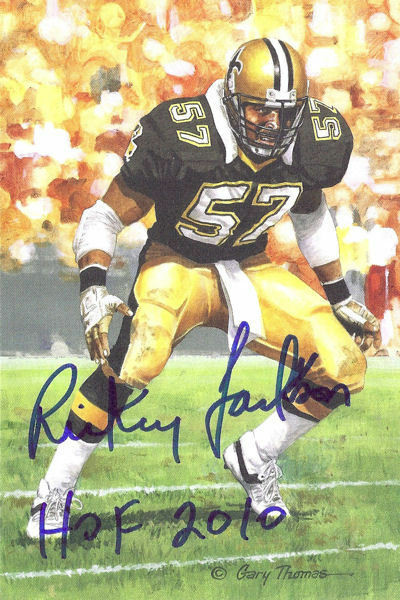 Rickey Jackson Autographed New Orleans Saints Goal Line Art in blue w/HOF 2010