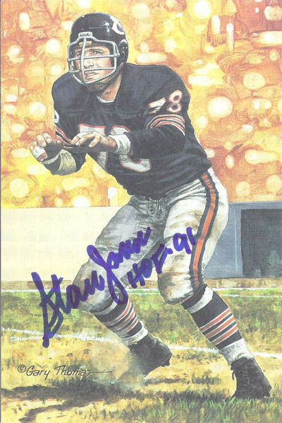 Stan Jones Autographed Chicago Bears Goal Line Art Card w/HOF 91