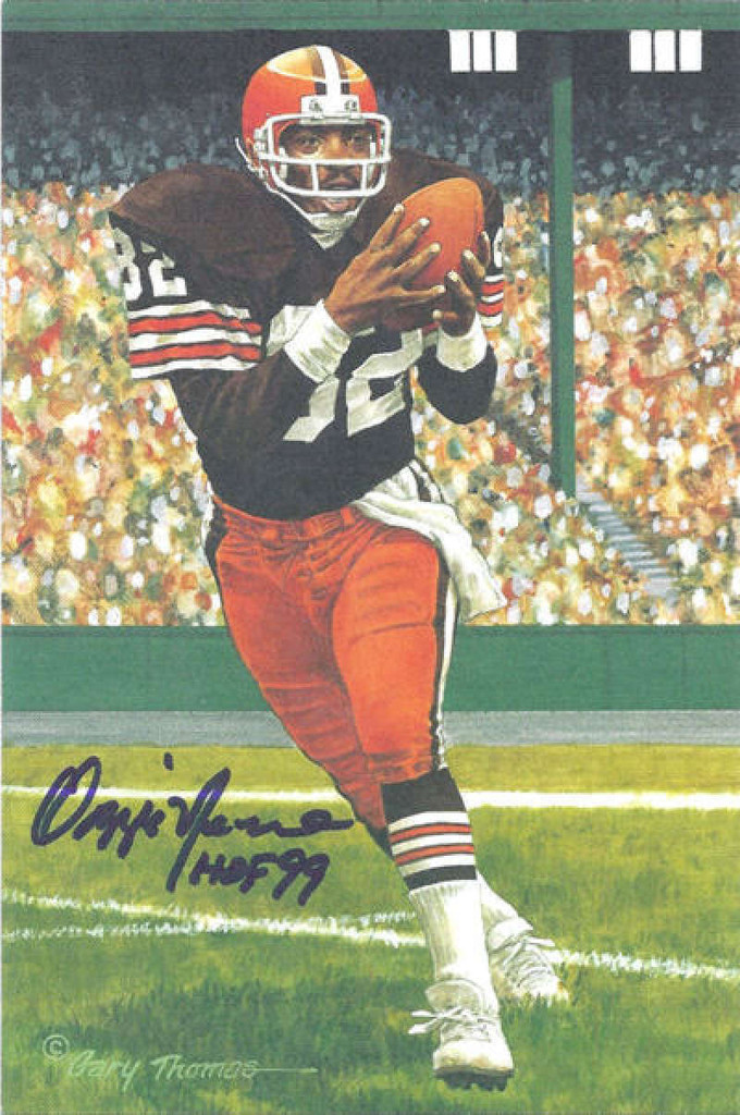 Ozzie Newsome Autographed Cleveland Browns Goal Line Art Card Blue HOF