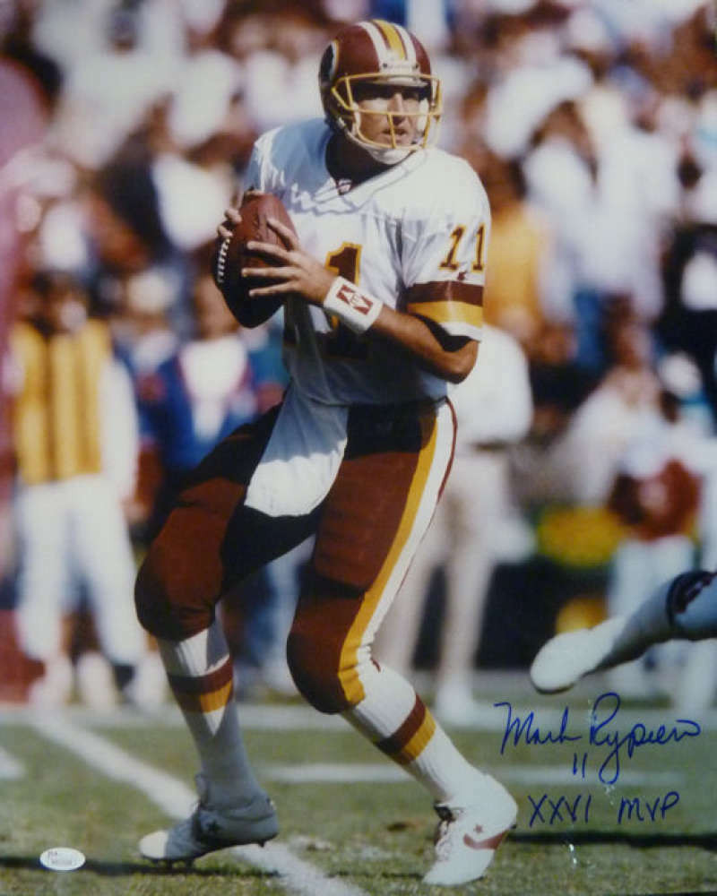 Mark Rypien Autographed Washington Redskins 16X20 Photo SB MVP insc JSA