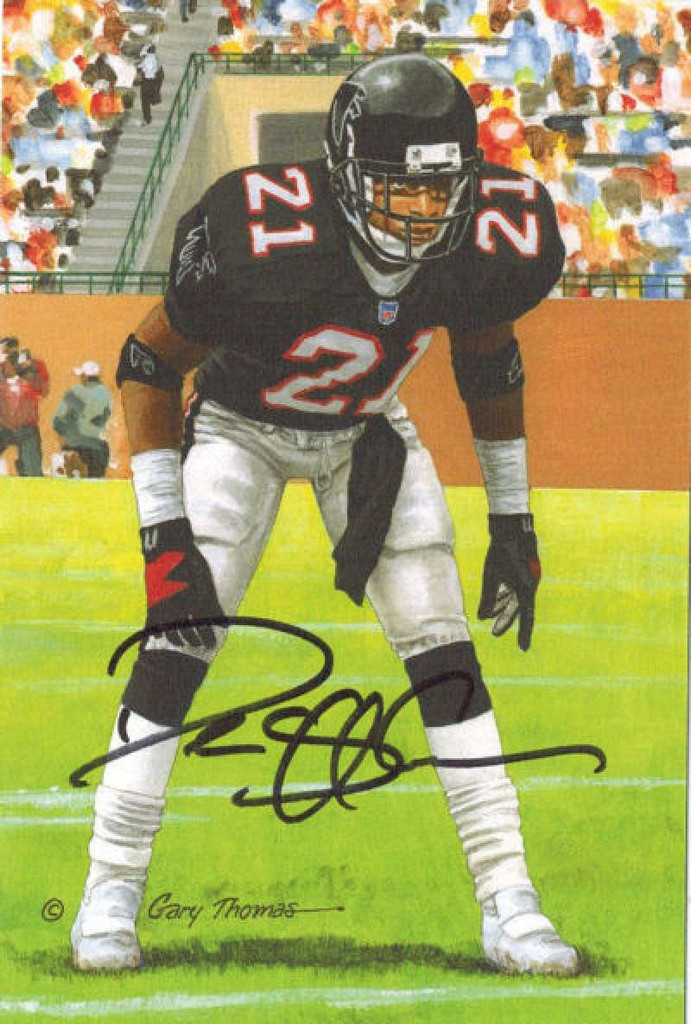 Deion Sanders Autographed Atlanta Falcons Goal Line Art in Black
