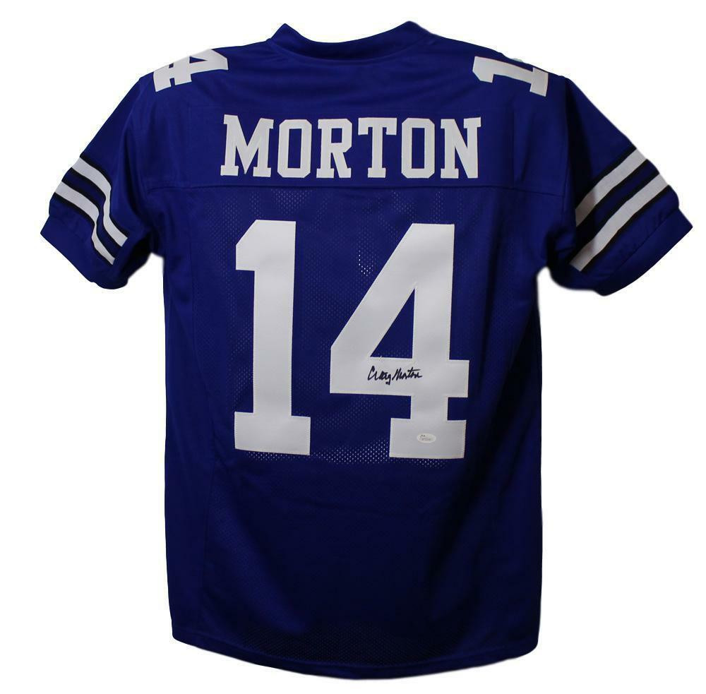 Craig Morton Autographed Dallas Cowboys XL Blue Jersey JSA
