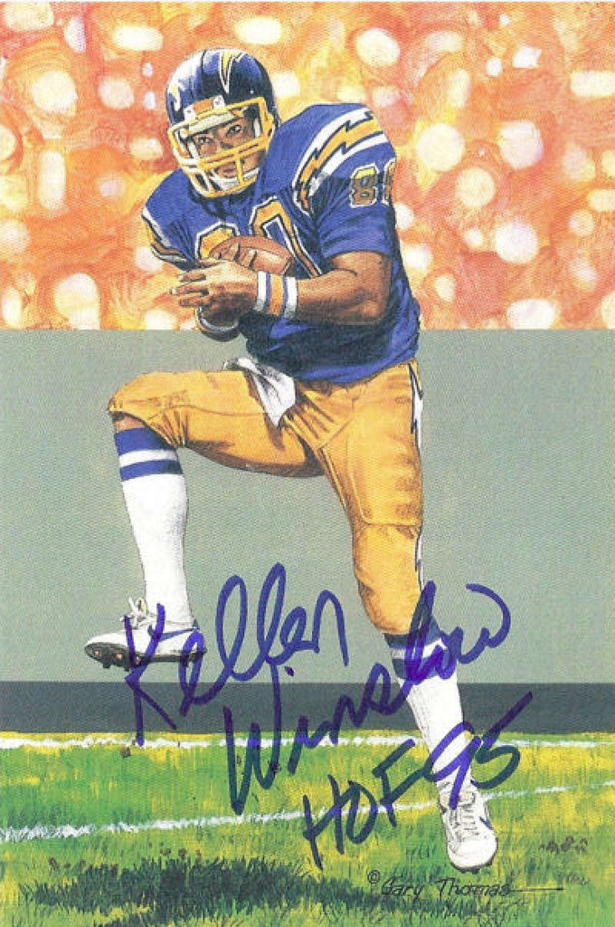 Kellen Winslow Autographed San Diego Chargers Goal Line Art Card blue w/HOF