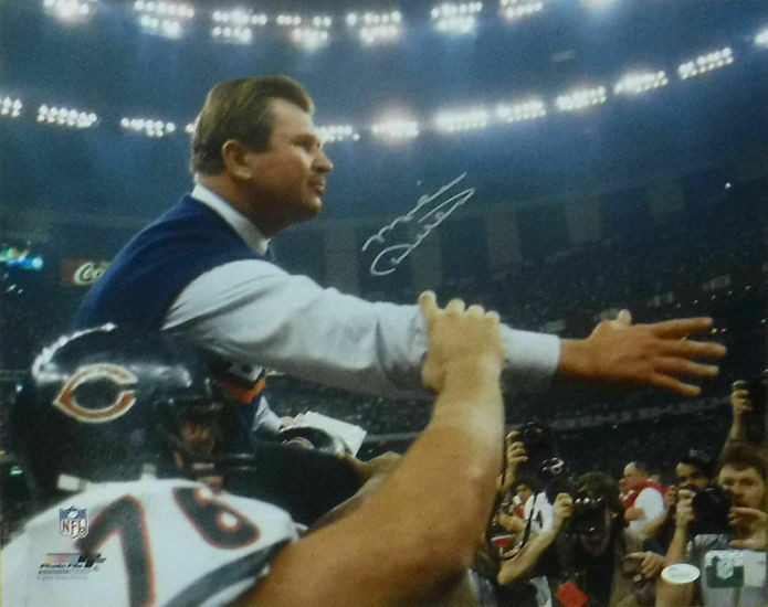 Mike Ditka Autographed Chicago Bears 16x20 Photo (Carried Off) JSA