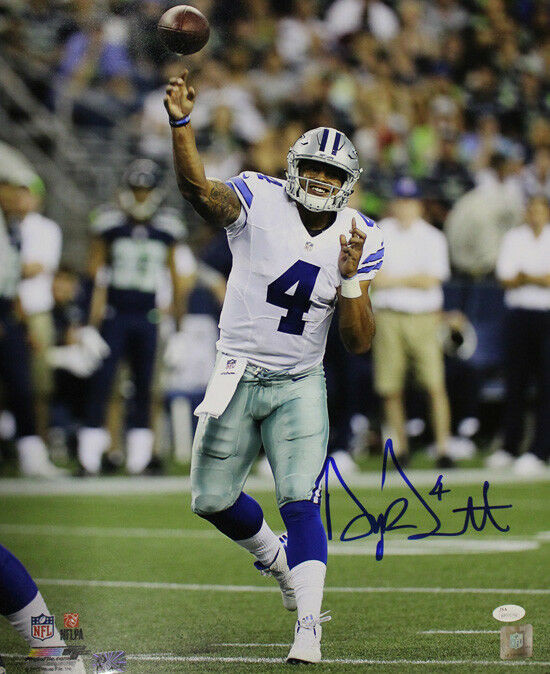 Dak Prescott Autographed Dallas Cowboys 16x20 Photo vs Seattle JSA