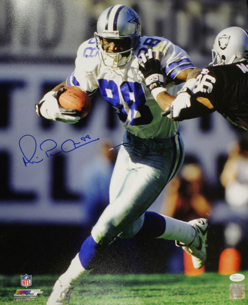 Michael Irvin Autographed Dallas Cowboys 16x20 Photo vs Raiders JSA