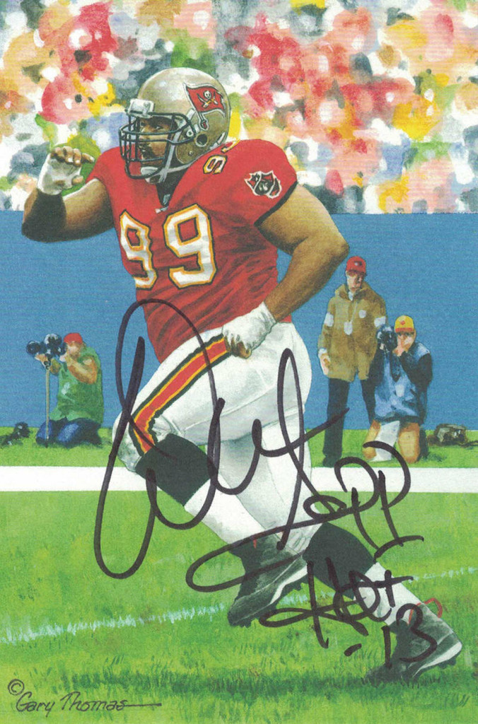 Warren Sapp Autographed Tampa Bay Buccaneers Goal Line Art Card Black HOF