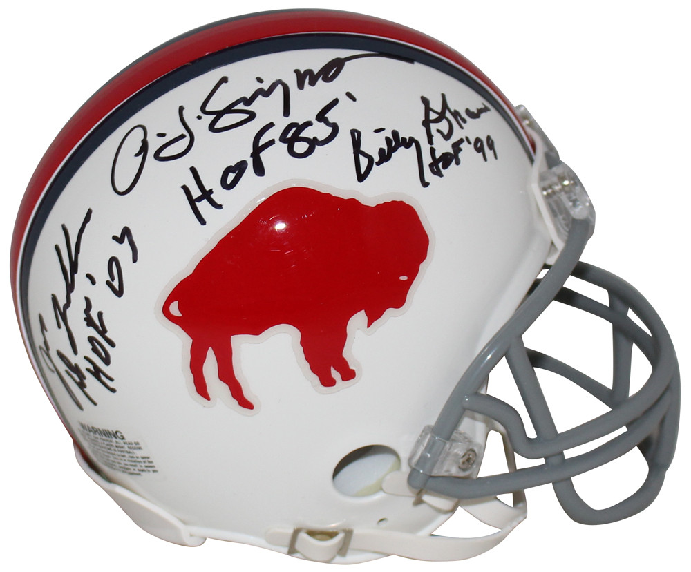 Buffalo Bills HOF Signed Mini Helmet Simpson Shaw Delamielleure BAS