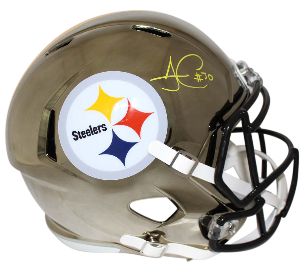 James Conner Autographed Pittsburgh Steelers Chrome Replica Helmet JSA