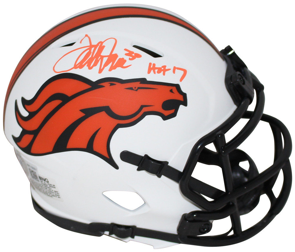 Terrell Davis Autographed Denver Broncos Lunar Mini Helmet HOF BAS