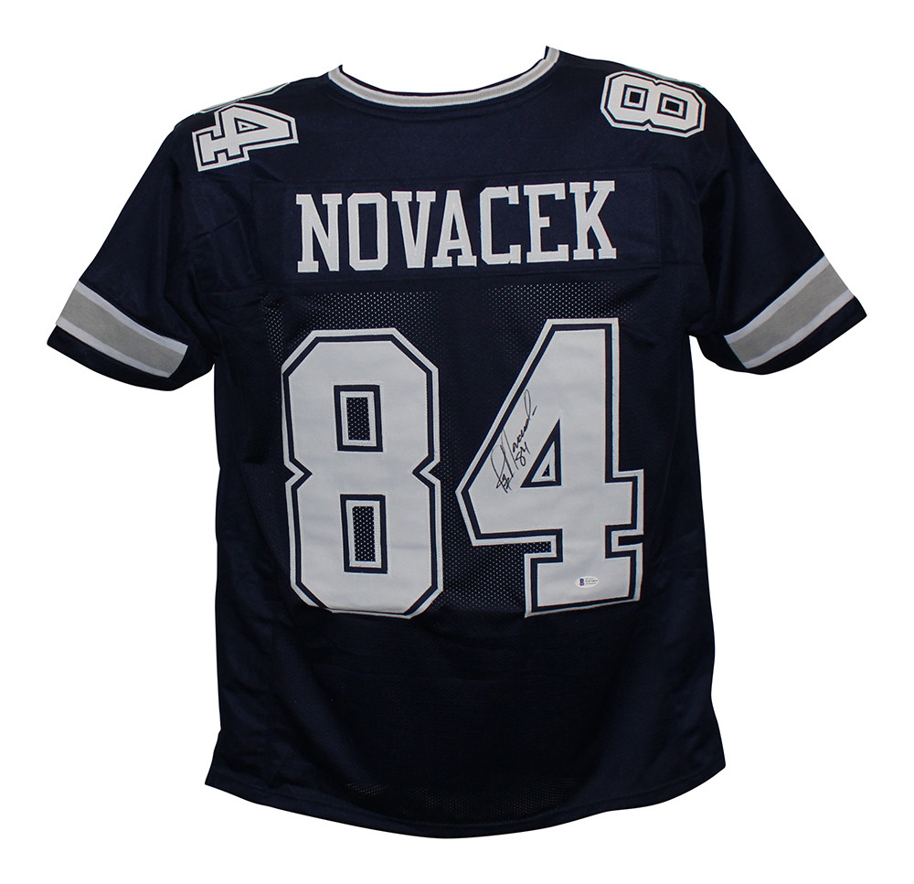 Jay Novacek Autographed/Signed Pro Style Blue XL Jersey BAS