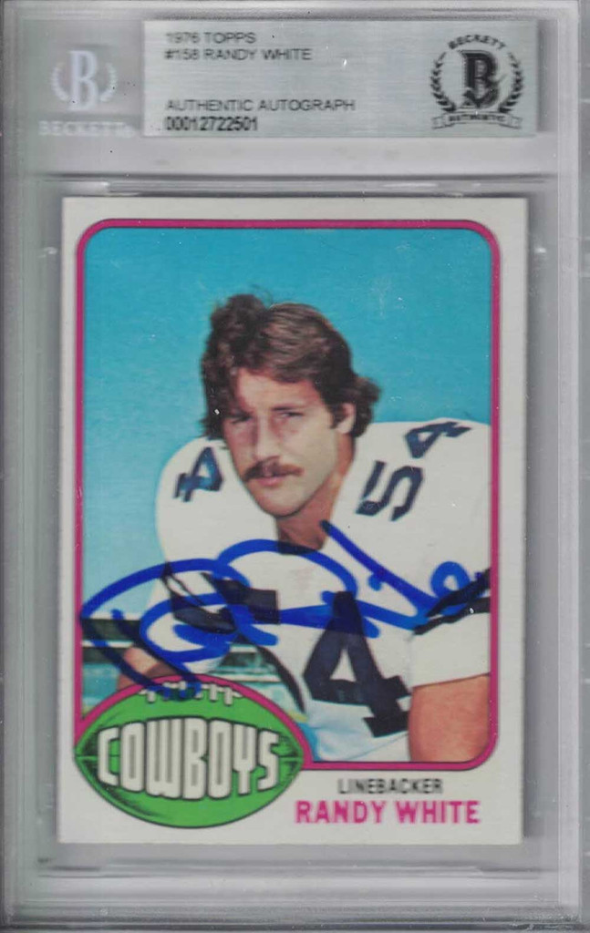 Randy White Autographed Dallas Cowboys 1976 Topps Rookie Card BAS Slab