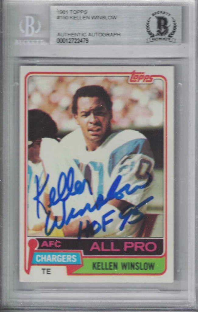 Kellen Winslow Signed Chargers 1981 Topps Rookie Card HOF BAS Slab