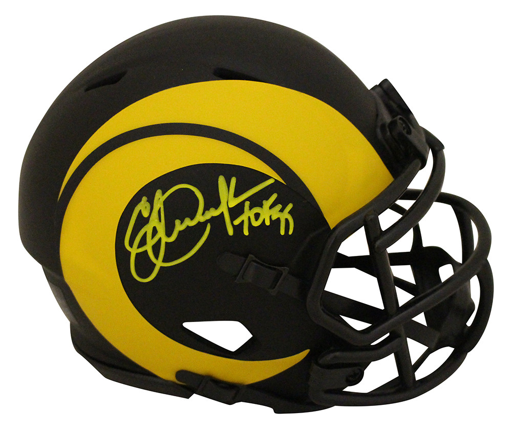 Eric Dickerson Signed Los Angeles Rams Eclipse Mini Helmet HOF BAS