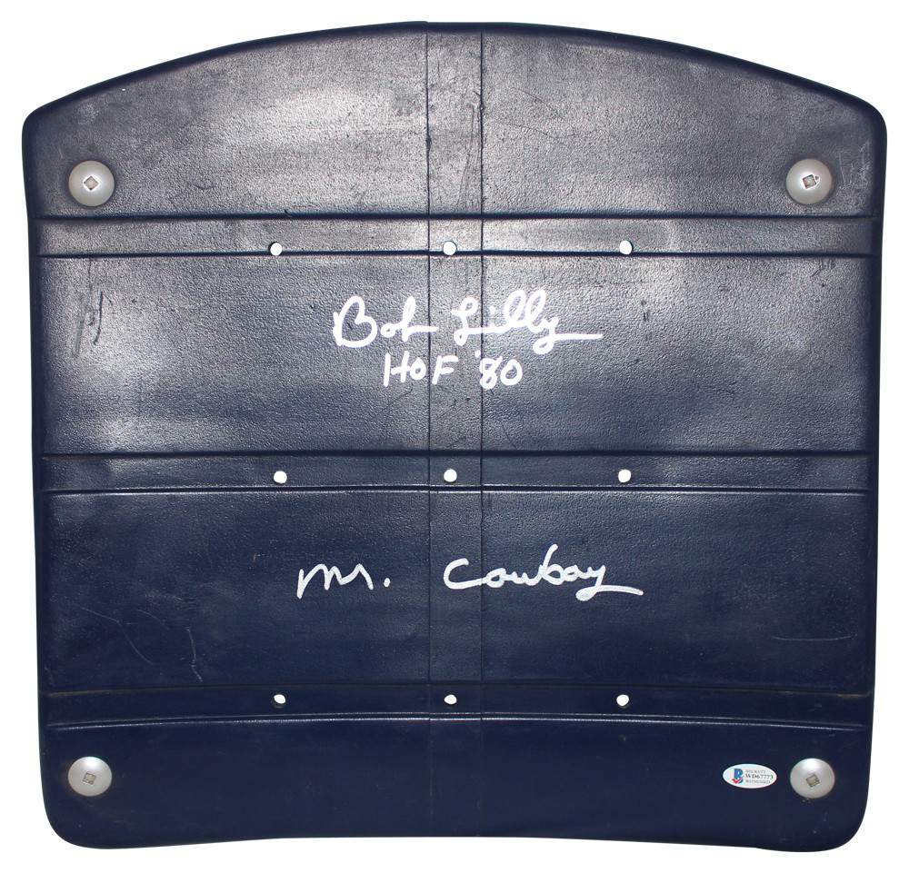 Bob Lilly Signed Dallas Cowboys Texas Stadium Seat Bottom 2 Insc BAS