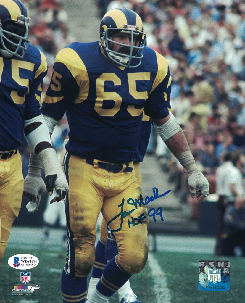 Tom Mack Autographed/Signed Los Angeles Rams 8x10 Photo HOF BAS