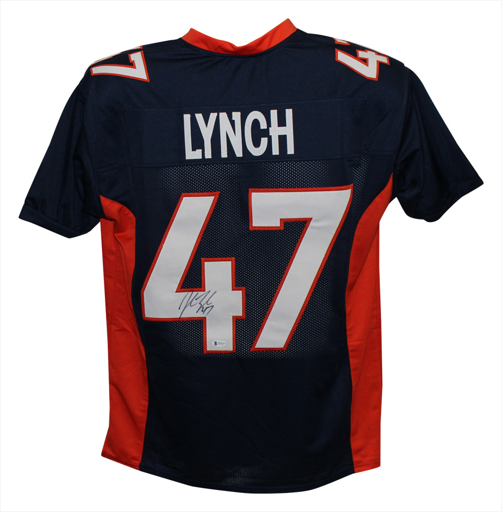 John Lynch Autographed/Signed Pro Style Blue XL Jersey BAS