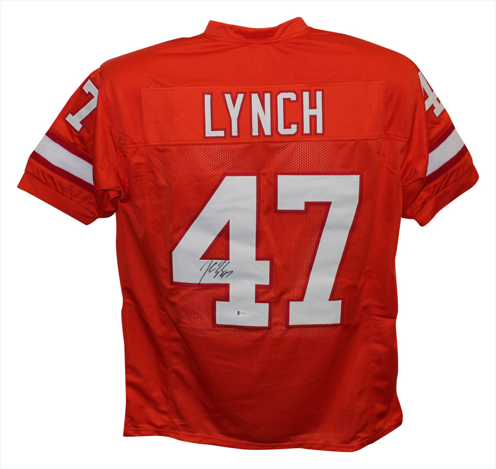John Lynch Autographed/Signed Pro Style TB Orange XL Jersey BAS