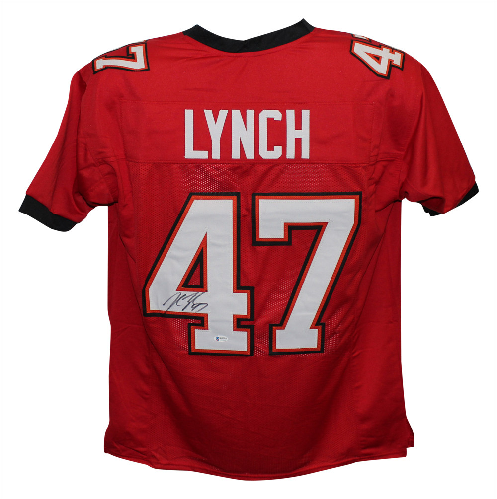 John Lynch Autographed/Signed Pro Style Red XL Jersey BAS