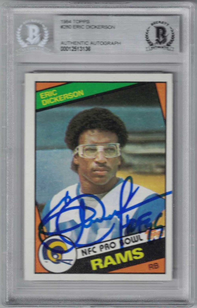 Eric Dickerson Signed Los Angeles Rams 1984 Topps Trading Card BAS Slab