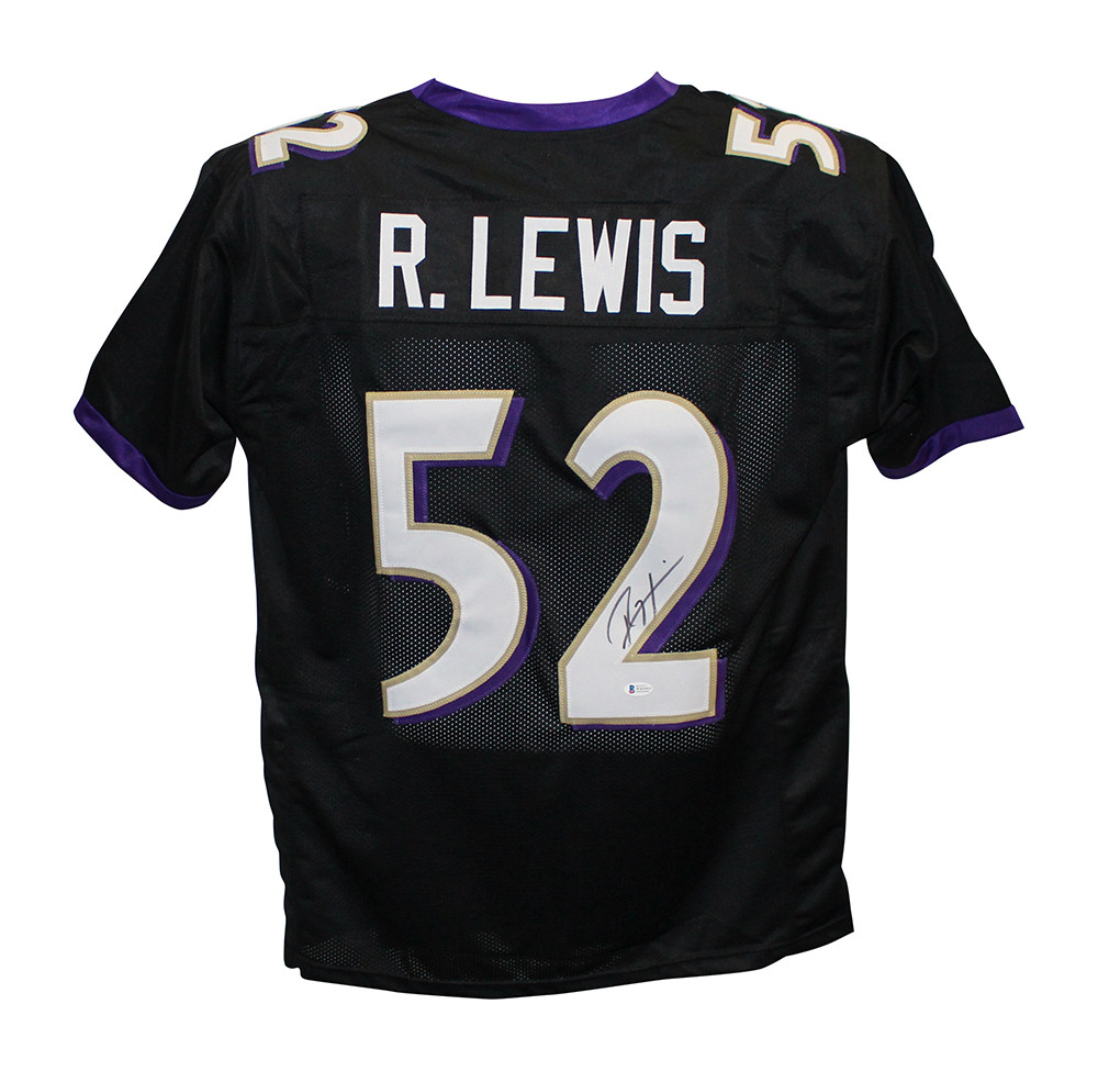 Ray Lewis Autographed/Signed Pro Style Black XL Jersey BAS