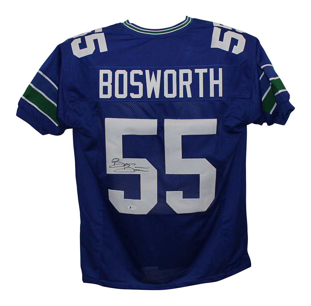 Brian Bosworth Autographed/Signed Pro Style Blue XL Jersey BAS