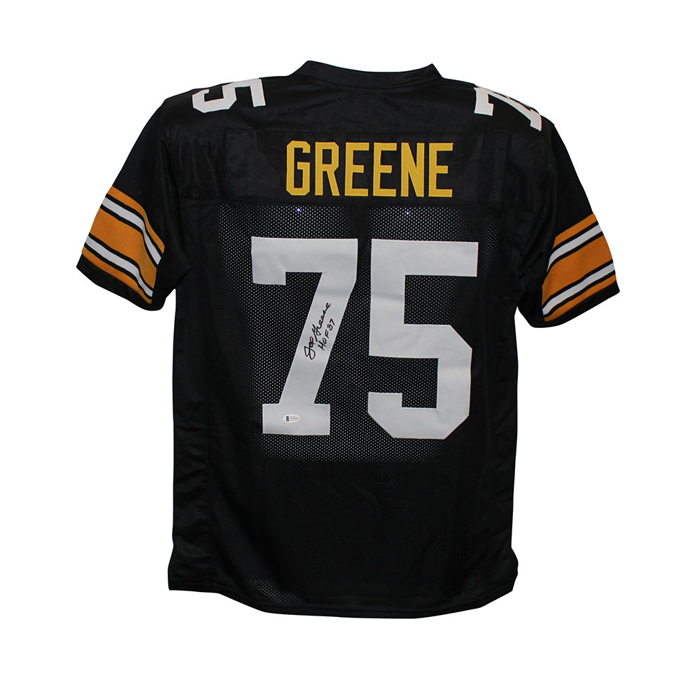 Joe Greene Autographed/Signed Pro Style Black XL Jersey HOF BAS