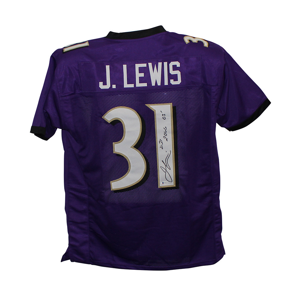 Jamal Lewis Autographed/Signed Pro Style Purple XL Jersey 2066 Yds BAS